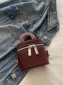 Wholesale Fashion Women 2025 New Arrival High-End Burgundy Makeup Bag Case Mini Shoulder Crossbody Bag, Fashionable Burgundy Bag , Red Bag , Burgundy Bag - Burgundy - View 6