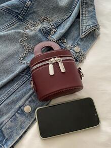 Wholesale Fashion Women 2025 New Arrival High-End Burgundy Makeup Bag Case Mini Shoulder Crossbody Bag, Fashionable Burgundy Bag , Red Bag , Burgundy Bag - Burgundy - View 7