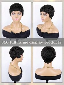 精灵短发假发 女士短卷发假发 女士卷发非洲式假发 真人发假发 - 自然色&黑色系 - 查看 3