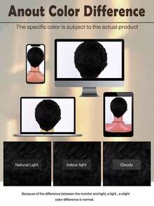 精灵短发假发 女士短卷发假发 女士卷发非洲式假发 真人发假发 - 自然色&黑色系 - 查看 7