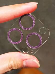 1 Pc Glitter Phone Camera Protector, Lens Sticker With Glitter Lens Film - Purple - View 3