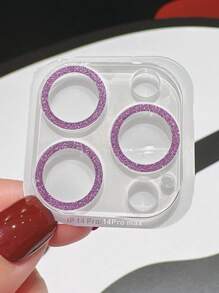1 Pc Glitter Phone Camera Protector, Lens Sticker With Glitter Lens Film - Purple - View 2