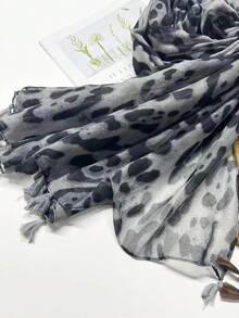 1 件女士时尚豹纹流苏装饰围巾/披肩，适合日常使用 - 彩色 - 查看 6