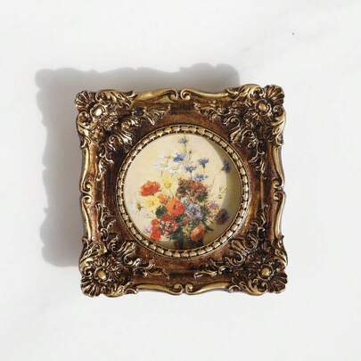 SUSUZUKU 1 件方形迷你独立式相框，复古风格树脂相框，画廊墙壁组合装饰