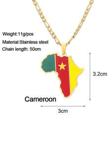 GuoShuang 1 件嘻哈非洲地图吊坠项链不锈钢阿尔及利亚摩洛哥埃及突尼斯 Libay 珠宝 - 金色 - 查看 10