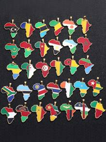 GuoShuang 1 件嘻哈非洲地图吊坠项链不锈钢阿尔及利亚摩洛哥埃及突尼斯 Libay 珠宝 - 金色 - 查看 2