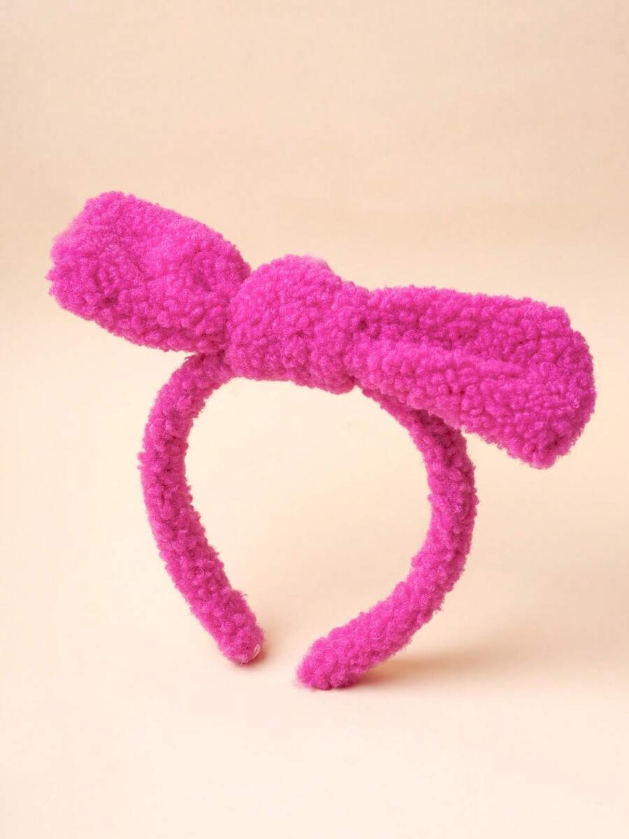 1 件女士羊毛蝴蝶结头带，可爱顶结发箍，秋冬 - 彩色 - 查看 1