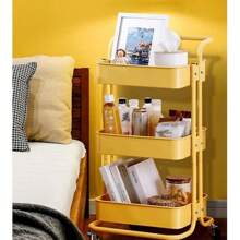 Carrito Auxiliar Estetica Multiuso 3 Estantes Con Pasamanoz, Estantes Metálicos, Carrito Organizador Multiusos 3 Niveles Metálico Con Ruedas, Estante de almacenamiento Carro de almacenamiento extensible de 3 niveles multifuncional utilizado en la oficina, dormitorio, Carros Negros Con Ruedas Carros Rodantes De Almacenamiento De 4 Niveles Carros De Cocina Mental Home Office Essentials Carro De Herramientas Carro De Organización De Limpieza - Amarillo - Ver 7