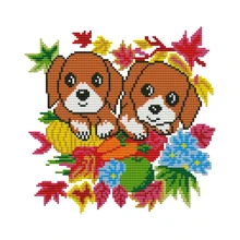 1 Set Animal Series Printed Cross Stitch Kit, DIY Stamped Cross Stitch 11CT Mesh 3-Strands Thread Embroidery Kit, Suitable For Beginners, Home Decor Cushion Pillow Cover