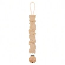 1pc Baby Infant Crinkly Fabric Stylish Print Pacifier Clip And Wooden 3-Slot Pacifier Holder, For Daily Use - Multicolor - View 15