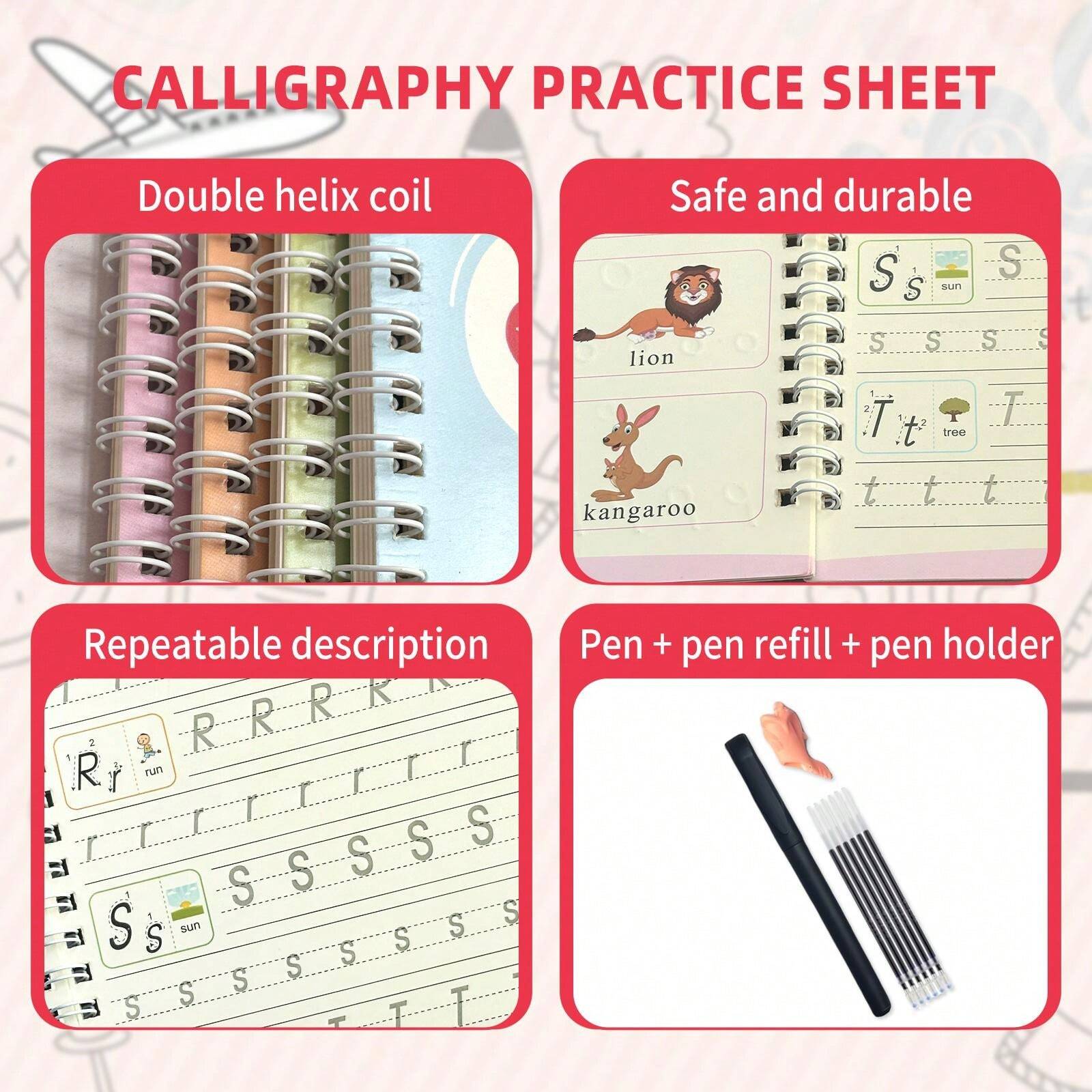 1 Set Of 4 Early Education Workbooks For Children, Including English