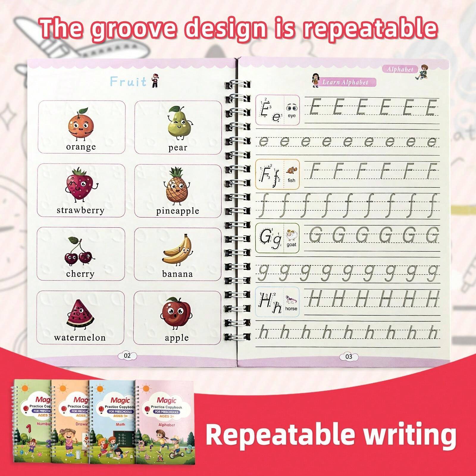 1 Set Of 4 Early Education Workbooks For Children, Including English