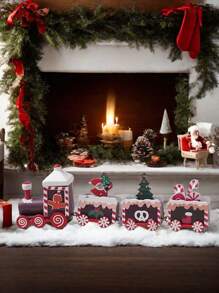 1件木制圣诞老人、雪人和4节车厢火车装饰摆件，家居装饰，派对用品，生日礼物，圣诞装饰，房间装饰，冬季圣诞装饰，家居圣诞礼物，圣诞装饰 - 彩色 - 查看 16