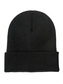 Solid Color Knit Beanie Hat With Personalized Logo, Versatile Unisex Ski Cap, Candy Colors, Outdoor For Men