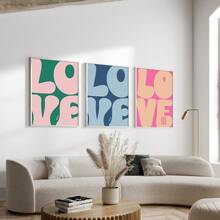 1/3 件爱情海报帆布画时尚复古爱你印刷美学印刷优雅墙壁艺术床头时尚家居装饰无框 - 彩色 - 查看 1