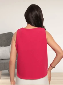 Women's Formal Blouse Tank Top Wide Strap Tailoring Fashion - 玫紅色 - 查看 3