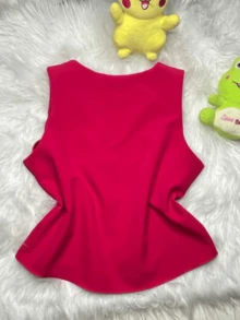 Women's Formal Blouse Tank Top Wide Strap Tailoring Fashion - 玫紅色 - 查看 4