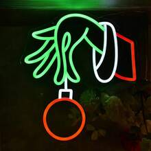 1 件圣诞快乐铃铛霓虹灯 - 手工制作的 LED 墙壁艺术，USB 供电，多色照明适用于家庭和派对装饰，完美的节日礼物，鹿角，鹿头形霓虹灯装饰灯房间卧室派对节日礼物无需电源插头，USB 供电，圣诞装饰圣诞礼物感恩节圣诞树装饰饰品圣诞灯卧室装饰家居装饰派对装饰节日房间装饰 - 多色 - 查看 6