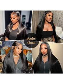 Tóc giả bằng tóc thật 36 inch 13x4 ren phía trước 180% mật độ tóc giả thẳng ren phía trước tóc thật trong suốt dành cho tóc giả nhổ sẵn với tóc con tóc giả ren tóc giả băng đô tóc giả tóc thật 6-36 inch - màu đen - Xem 2