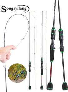 SOUGAYILANG 1.68米-1.8米两节基础款超轻便携鱼竿玻璃纤维UL动力高灵敏度超弹性有限诱饵重量钓小鱼群 - 綠色 - 查看 1