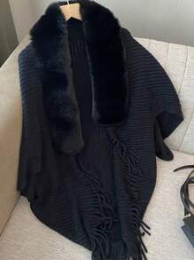 1 件女士秋冬新款针织披肩（多款可选） - 純色 - 查看 16