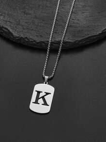 1 pièce Collier en acier de titane avec 26 lettres anglaises pour hommes et femmes, étudiants et couples, design minimaliste, polyvalent, collier de bénédiction initiale, convient pour un port quotidien, fête, Noël, Saint-Valentin, cadeau - Argent - Voir 18