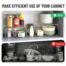 Clear Cabinet Organizer, Shelf Organizer 2 Sets For Kitchen Organizers And Storage, Display Pantry Cabinet Shelf, Room Decor Countertop Desk Organizer Shelves, Ideal For Spice Organization For Cabinet - 白色 - 查看 5