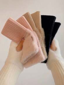 1 Pair Of Simple Knitted Gloves With Exposed Fingers, Suitable For Students' Autumn And Winter Writing And Daily Use, Warm And Antifreeze, Suitable For Both Men And Women, With Multiple Colors To Choose From
