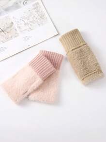 1 Pair Of Simple Knitted Gloves With Exposed Fingers, Suitable For Students' Autumn And Winter Writing And Daily Use, Warm And Antifreeze, Suitable For Both Men And Women, With Multiple Colors To Choose From