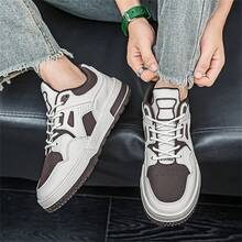 新款厚底男士休闲运动鞋，经典百搭设计，柔软舒适衬里，防水系带，防滑耐用厚底，适合户外和休闲运动 - 棕色 - 查看 9