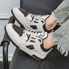 新款厚底男士休闲运动鞋，经典百搭设计，柔软舒适衬里，防水系带，防滑耐用厚底，适合户外和休闲运动 - 棕色 - 查看 10