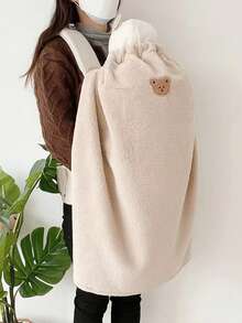 1 件儿童连帽斗篷、防风毯、婴儿推车罩斗篷、婴儿背带外套，适合秋冬季 - 卡其色 - 查看 2