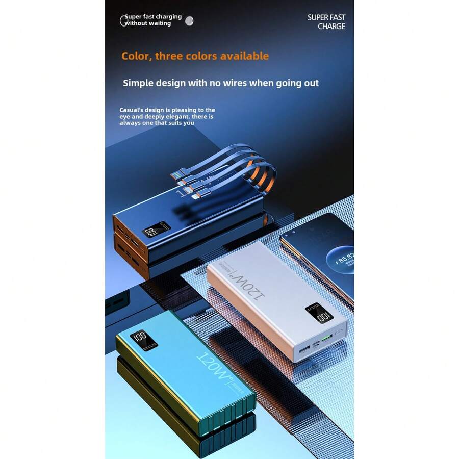 Super Fast Charging 120W Power Bank 100000 MAh 220V Large Capacity