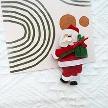 1 件复古风格亚克力圣诞老人胸针，适合圣诞节假期、节日派对配饰、无电镀、圣诞节和休闲装扮，适合日常和特殊场合 - 彩色 - 查看 4