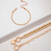 3 件套金色粗链手链 - 3條手鍊 - 查看 3