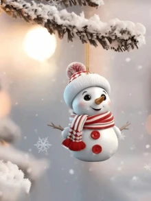 1 件/5 件可爱圣诞雪人挂饰，适用于圣诞节、新年、圣诞树装饰、生日、婚礼、庆祝活动、亚克力 - 彩色 - 查看 6