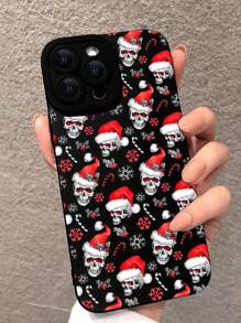 Etui na telefon z czaszką i świątecznym kapeluszem kompatybilne z iPhonem - Wielokolorowe - Zobacz 1