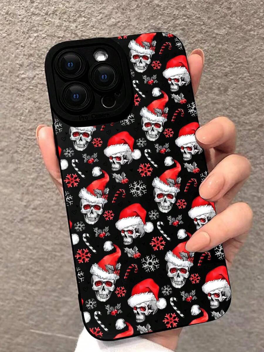 Etui na telefon z czaszką i świątecznym kapeluszem kompatybilne z iPhonem - Wielokolorowe - Zobacz 1