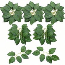 Floroom 人造绿叶散装丝绸绿叶假玫瑰花叶适用于 DIY 婚礼花束新娘送礼会中心装饰家居装饰品 - 彩色 - 查看 10