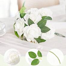 Floroom 人造绿叶散装丝绸绿叶假玫瑰花叶适用于 DIY 婚礼花束新娘送礼会中心装饰家居装饰品 - 彩色 - 查看 8