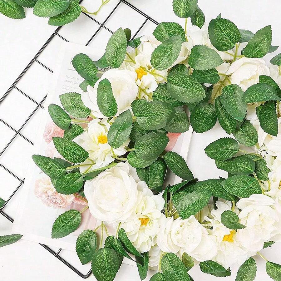 Floroom 人造绿叶散装丝绸绿叶假玫瑰花叶适用于 DIY 婚礼花束新娘送礼会中心装饰家居装饰品 - 彩色 - 查看 1