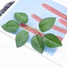 Floroom 人造绿叶散装丝绸绿叶假玫瑰花叶适用于 DIY 婚礼花束新娘送礼会中心装饰家居装饰品 - 彩色 - 查看 4