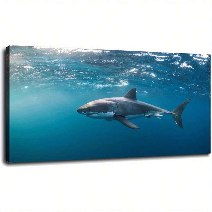 Canvas Print Shark Picture Poster Wall Art Animal Prints Office Bedroom Wall Art Decorations With Framed