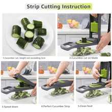 16pcs/Set Vegetable Chopper, Multi-Function Fruit Slicer, Manual Food Grater, Vegetable Slicer, Blades With Container, Onion Chopper, Potato Shredder, Kitchen Gadgets, Dorm Essentials, Kitchen Supplies