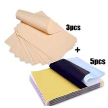 纹身练习皮肤和转印纸套装：各种尺寸的双面空白假皮和各种尺寸的纹身转印纸，是纹身艺术家理想的纹身练习用品