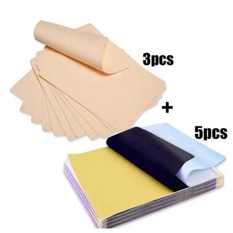 纹身练习皮肤和转印纸套装：各种尺寸的双面空白假皮和各种尺寸的纹身转印纸，是纹身艺术家理想的纹身练习用品