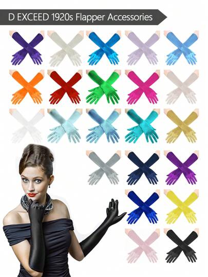 D EXCEED 1 Pair / 3 Pairs Women's Retro Long Opera Party Gloves 1920s Satin Gown Gloves Elbow Length, Silk Gloves Ladies' Wear Accessories Halloween