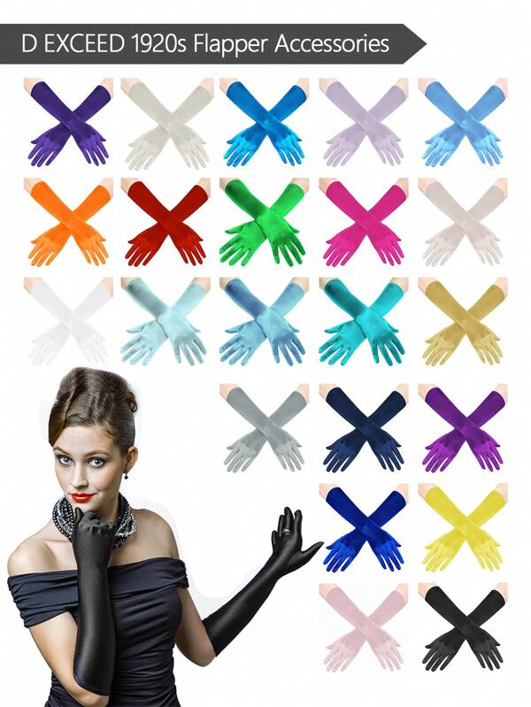 D EXCEED 1 Pair / 3 Pairs Women's Retro Long Opera Party Gloves 1920s Satin Gown Gloves Elbow Length, Silk Gloves Ladies' Wear Accessories