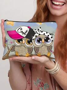 Organizator de cosmetice adorabil cu imprimeu bufnițe - Geantă de călătorie ușoară și portabilă pentru machiaj, articole de toaletă, telefon și creioane - Durabilă, elegantă și multifuncțională, cadou perfect de petrecere