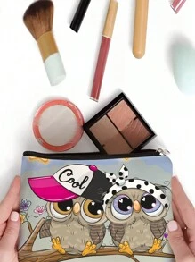 Organizator de cosmetice adorabil cu imprimeu bufnițe - Geantă de călătorie ușoară și portabilă pentru machiaj, articole de toaletă, telefon și creioane - Durabilă, elegantă și multifuncțională, cadou perfect de petrecere